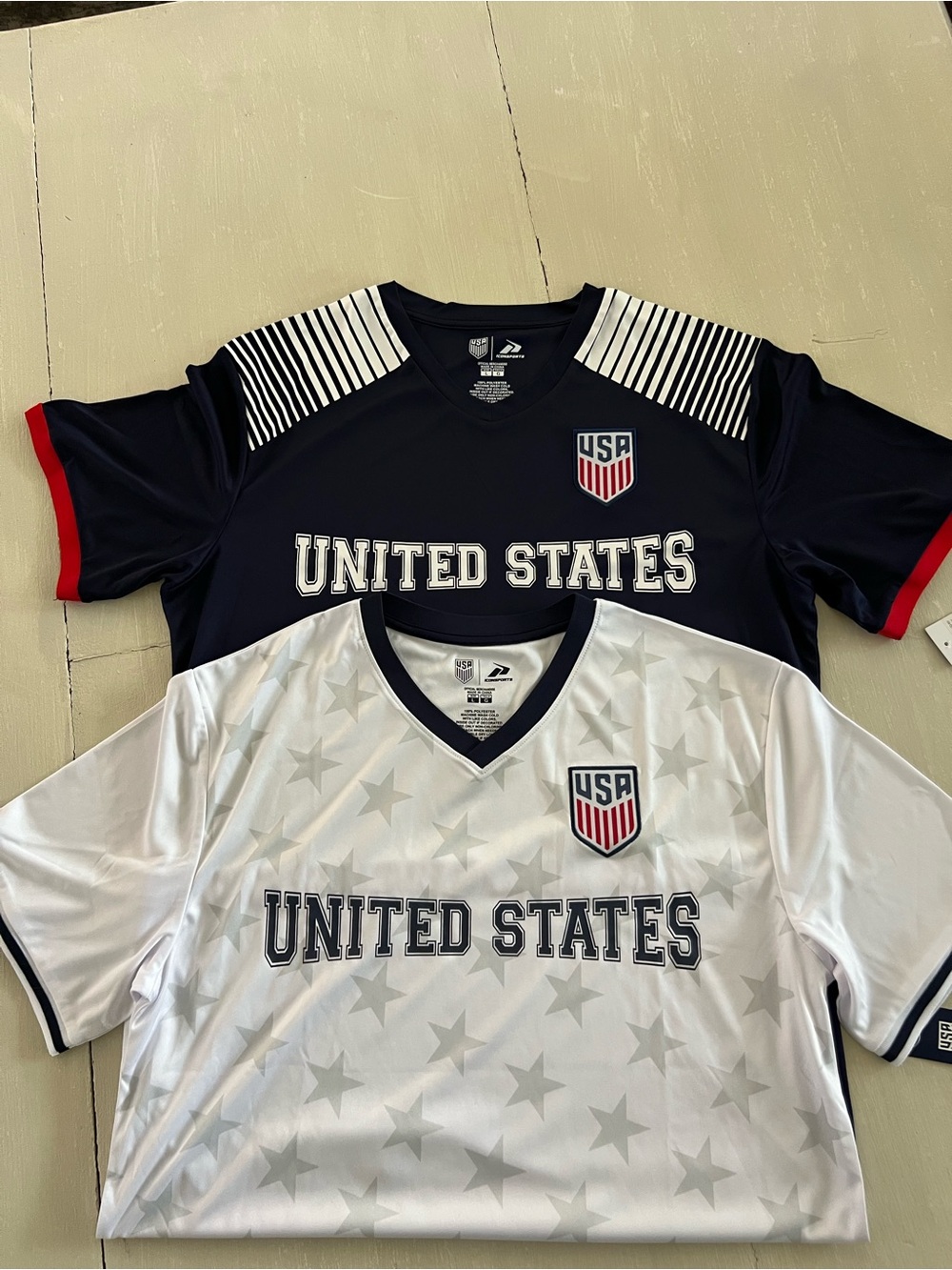NWT USA United States men’s Soccer Jersey - Navy & White BUNDLE of 2